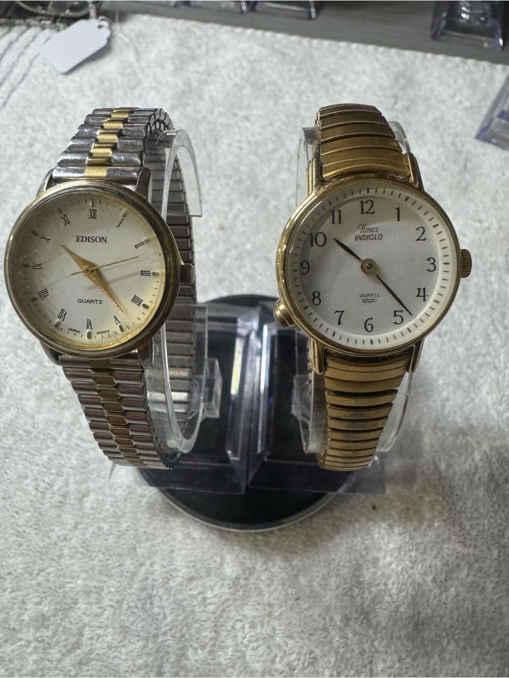 Timex Women's Round White Dial Watch with Gold Tone Bracelet